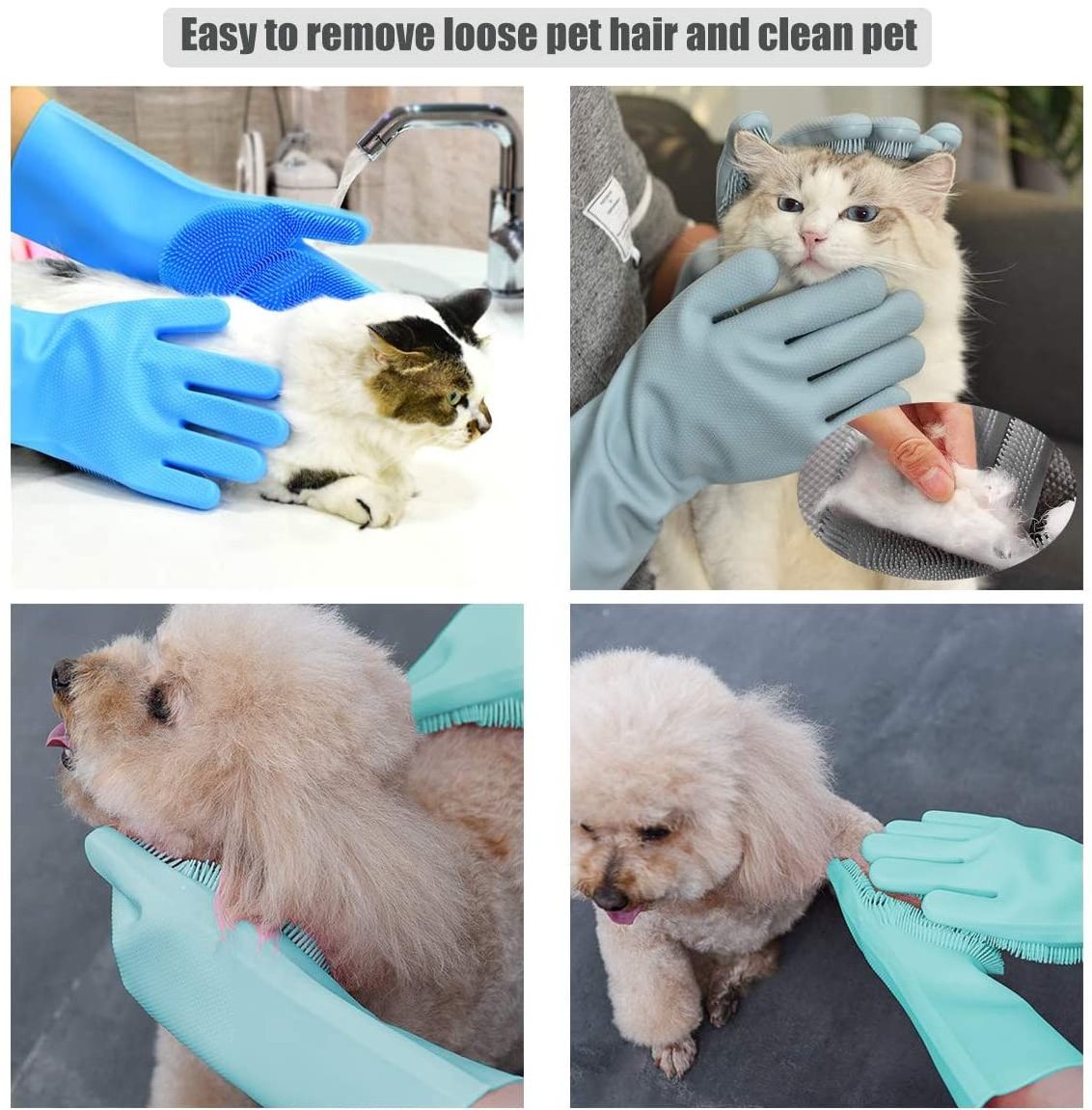 Pet Glove Cat Grooming Glove Cat Hair Deshedding Brush Gloves Dog Comb for Cats Bath Hair Remover Clean Massage Brush For Animal