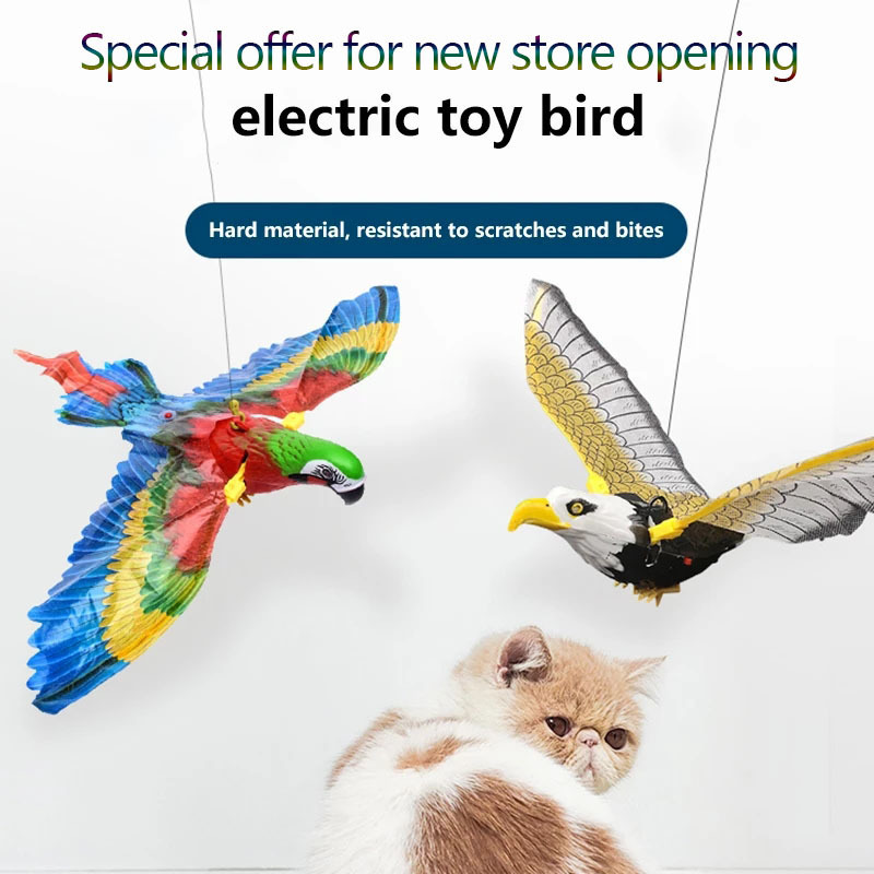 Simulation Bird Interactive Cat Toy Indoor Automatic Hanging Parrot Eagle Flying Bird Funny Kitten Interactive Toy Cat Supplies