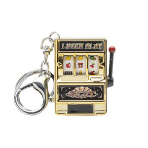 Mini Slot Machine Keychain Spinning Rod Fruit Lucky Jackpot Charm Pendant Novelty Game Creative Gift Souvenir Arcade Kids Toy