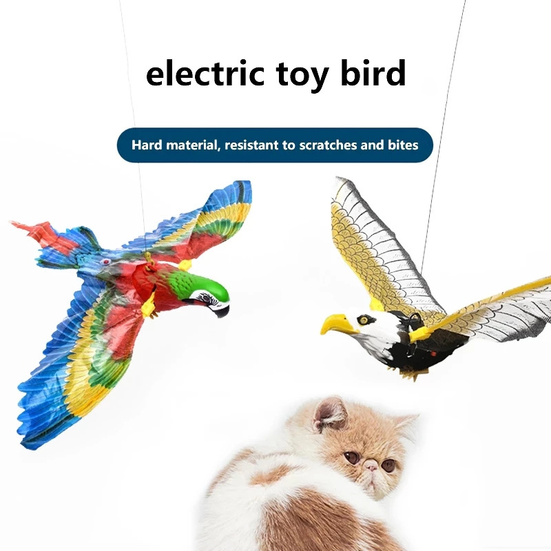 Simulation Bird Interactive Cat Toy Indoor Automatic Hanging Parrot Eagle Flying Bird Funny Kitten Interactive Toy Cat Supplies