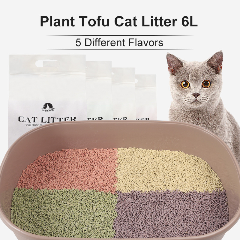 Tofu Cat Litter Flushable Clumping Pellet Pure Natural Pretty Dust-Free Kitty Cats Litter Low Tracking Odor Free Ultra Absorbent