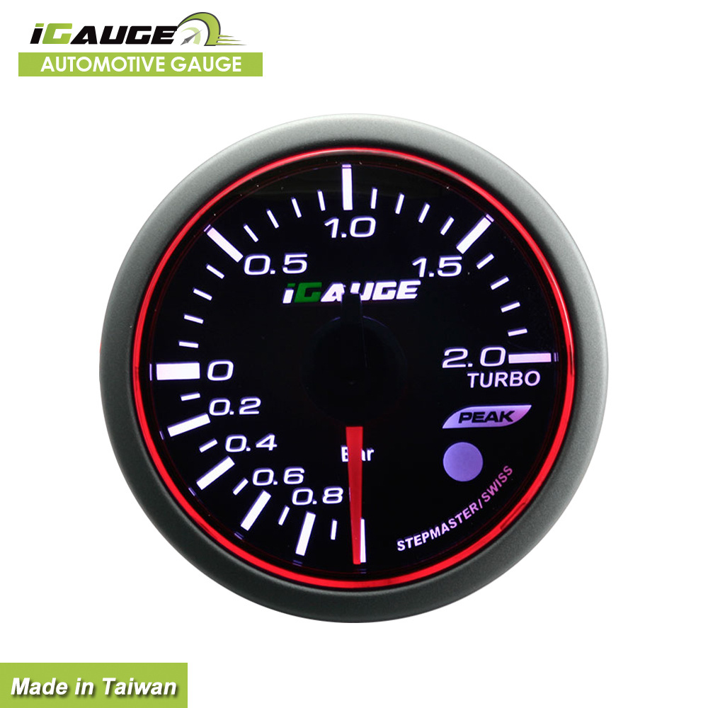 3 colors Remote Control Peak Recall Multi-Function Electrical boost turbo gauge for automobile