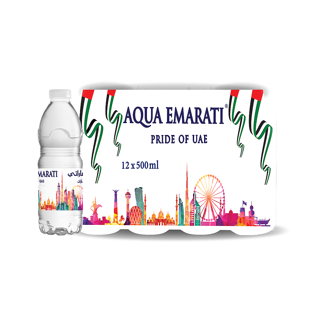 Aqua Emarati Pure Mineral Water Bottled Drinking 500ml Purified Premium Quality Made In UAE