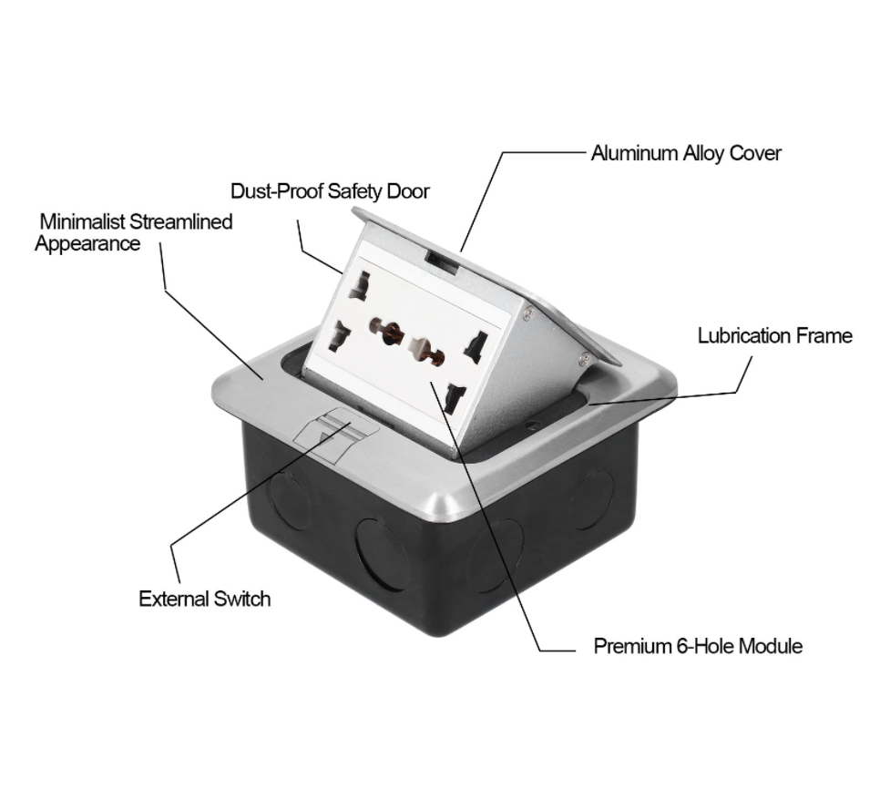 universal multiple pop up floor socket   box /Qmark  UK power floor socket /Saudi Arabia and Kuwait hot sell floor socket plug