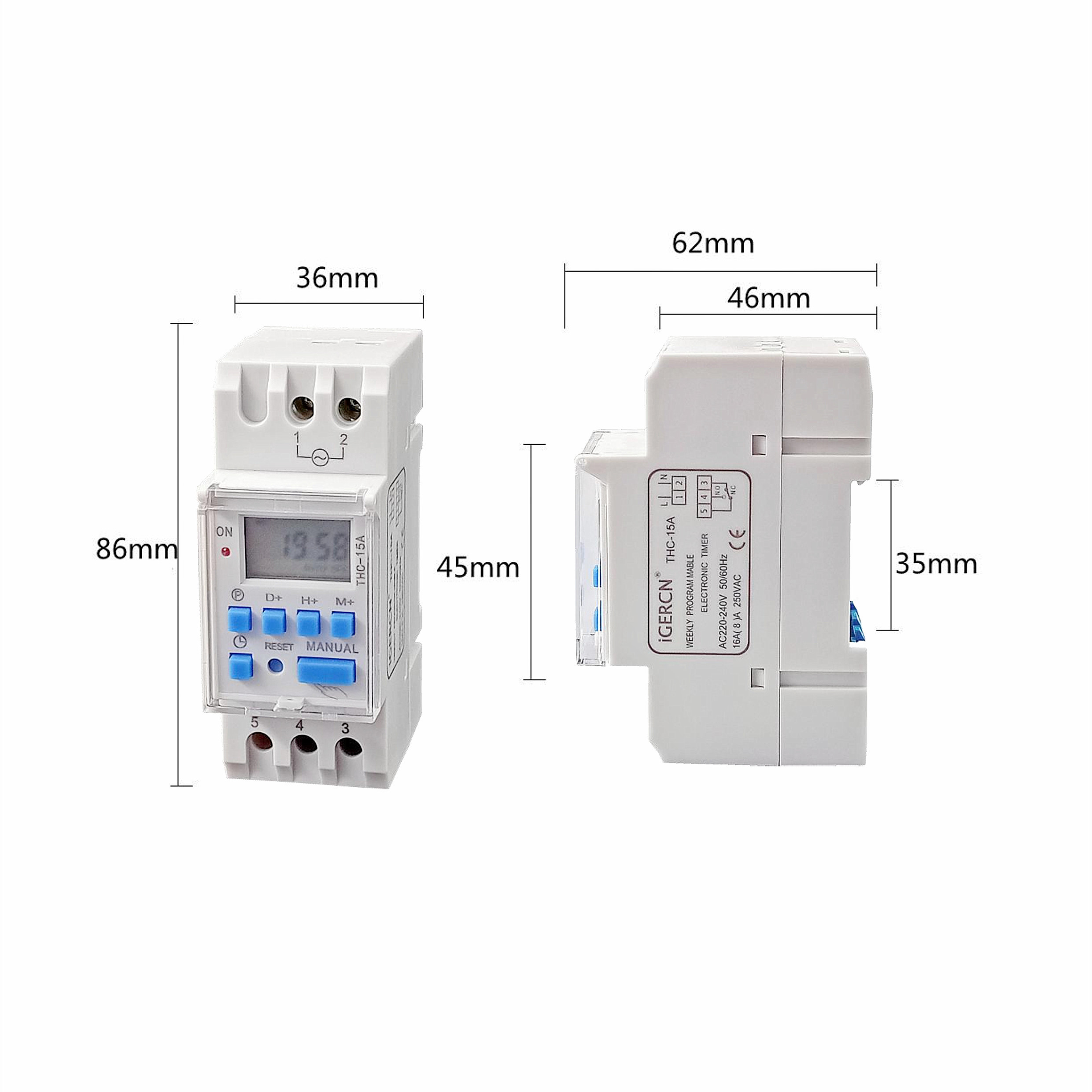 Bi-volt Timer Switch THC-30F  12V DC ring bell control seconds timer switch Daily Programmable   AUTO  din rail mounted