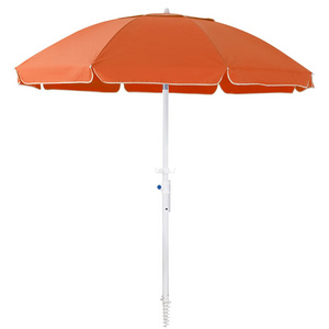 Customized Logo Promotion Windproof Outdoor Parasol Orange Beach Umbrella With Tilt