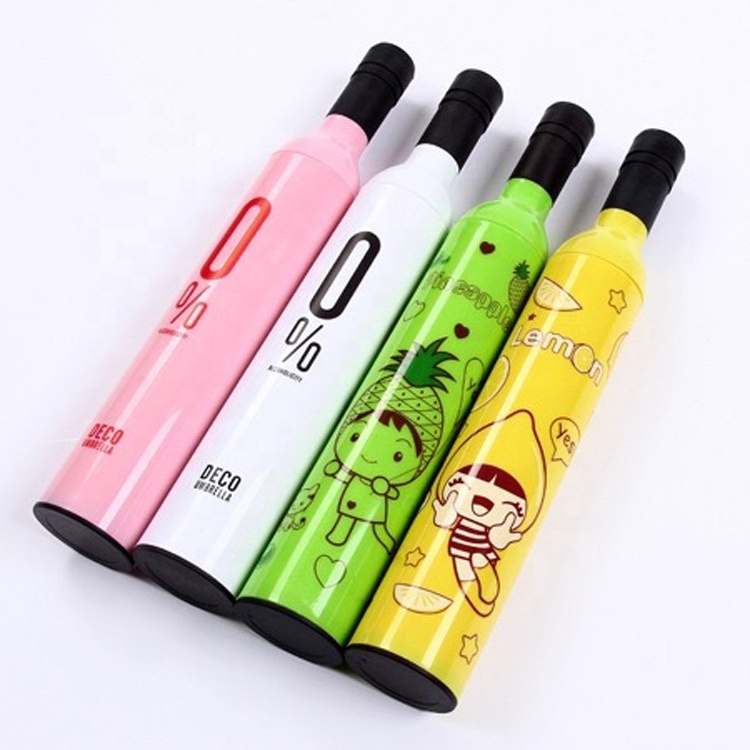 Logo Print Promotion Gifts Small Umbrella Women Portable Travel Mini Umbrella Cheap Beer Bottle Rain & Sun Umbrella