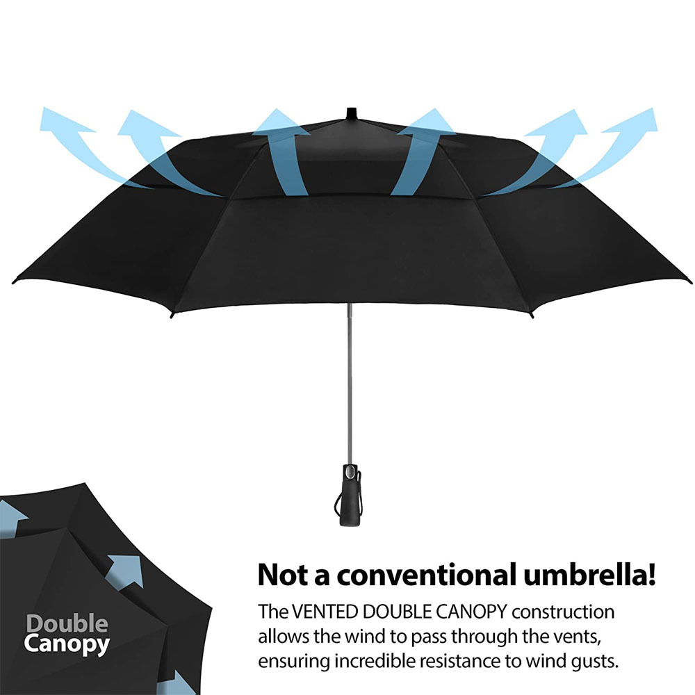 Custom Logo Best New, Concept No Minimum Personalised Windproof Double Canopy Mounted Foldable Golf Umbrellas/