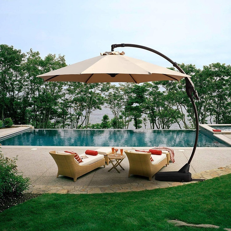 11 Feet Customized Adjustable Aluminum Outdoor Patio Umbrellas With Stand