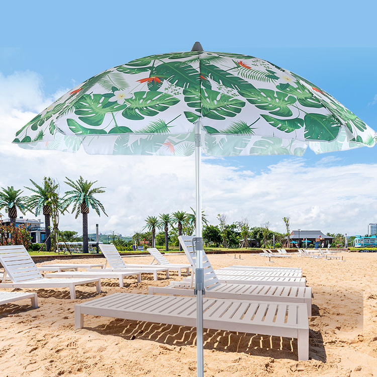 Custom Outdoor Luxury Portable Big UV Protection Windproof 8 Feet Aluminum Pole Sun Beach Umbrella With Sand Anchor