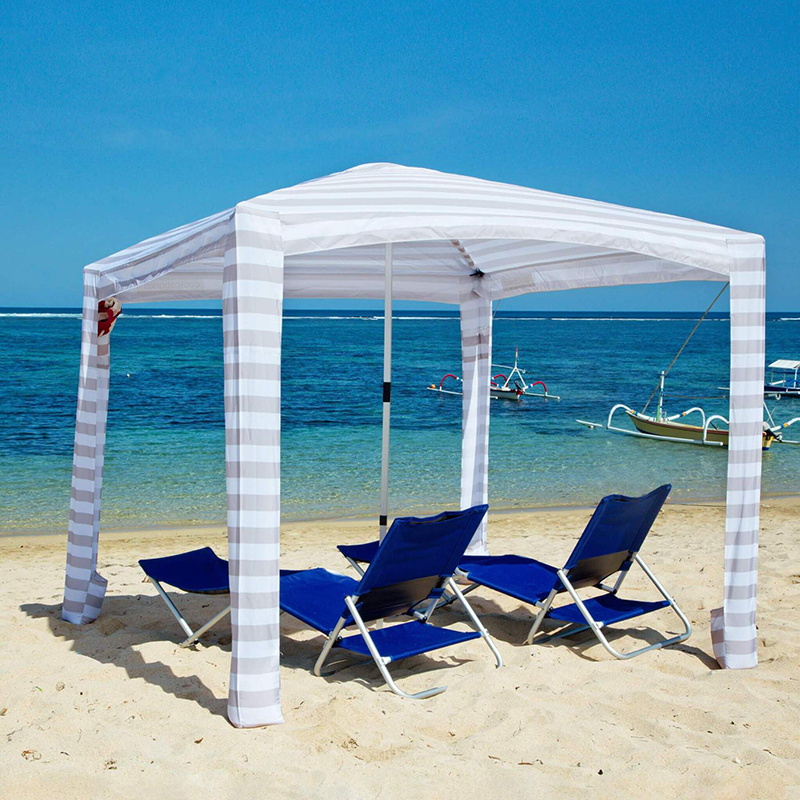 Custom Printing 4 Legs 6ft Outdoor Portable Beach Cabana Tents Windproof Square Sun Shelter Cabana Beach Umbrella