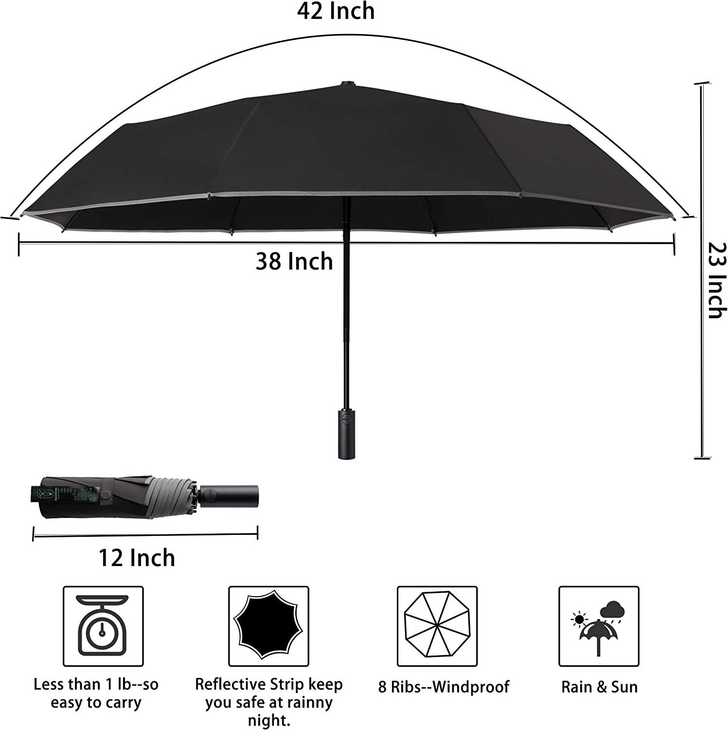 Custom Protection Sun UV Windproof Compact 3 Folding Umbrella Travel Automatic Foldable Umbrella For Rain