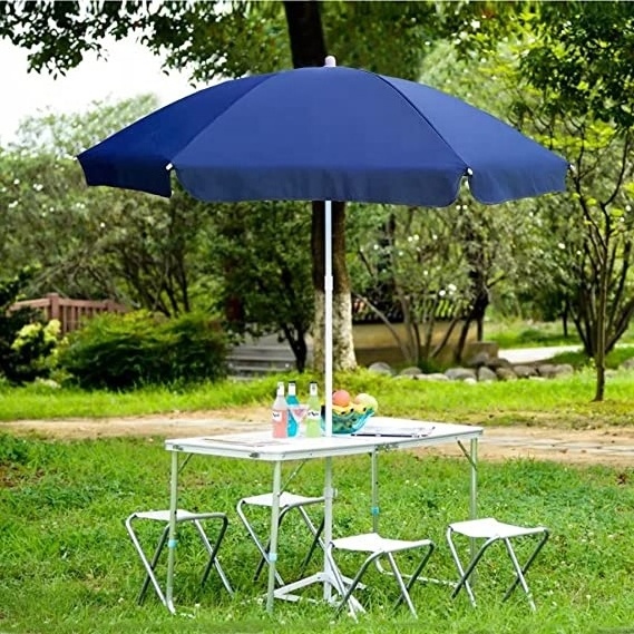 9FT Portable Picnic Outdoor Canopy Sunshade Beach Umbrella with Tilt Function, Small Patio Umbrella Blue