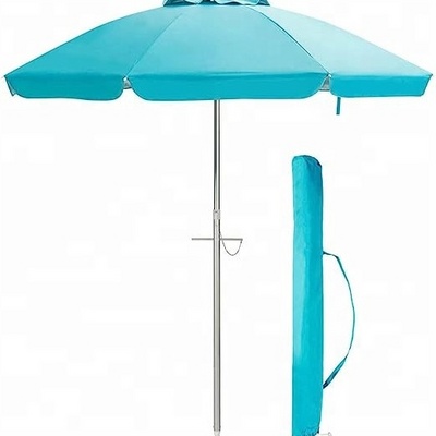 6.5FT Beach Umbrella UV 50+ Outdoor Portable Sunshade Umbrella With Push Button Tilt Sand Anchor and Carry Bag for Patio Garden