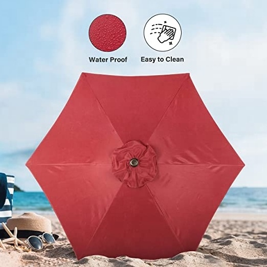 7.5' Patio Umbrella Outdoor Table Market Yard Umbrella with Push Button Tilt Red