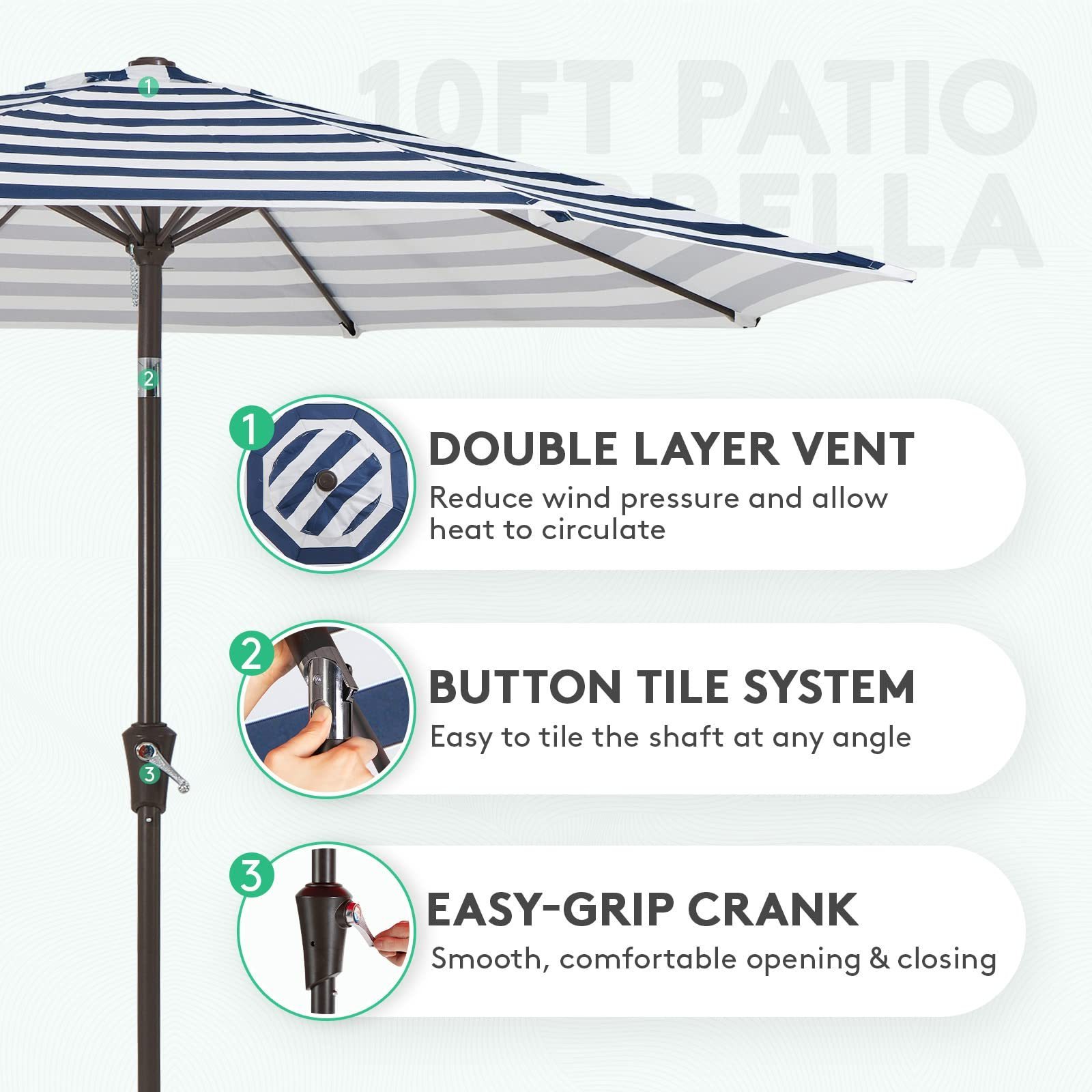 Outdoor Custom Print Market Patio Parasol Restaurant Garden Umbrella Center Pole Umbrella