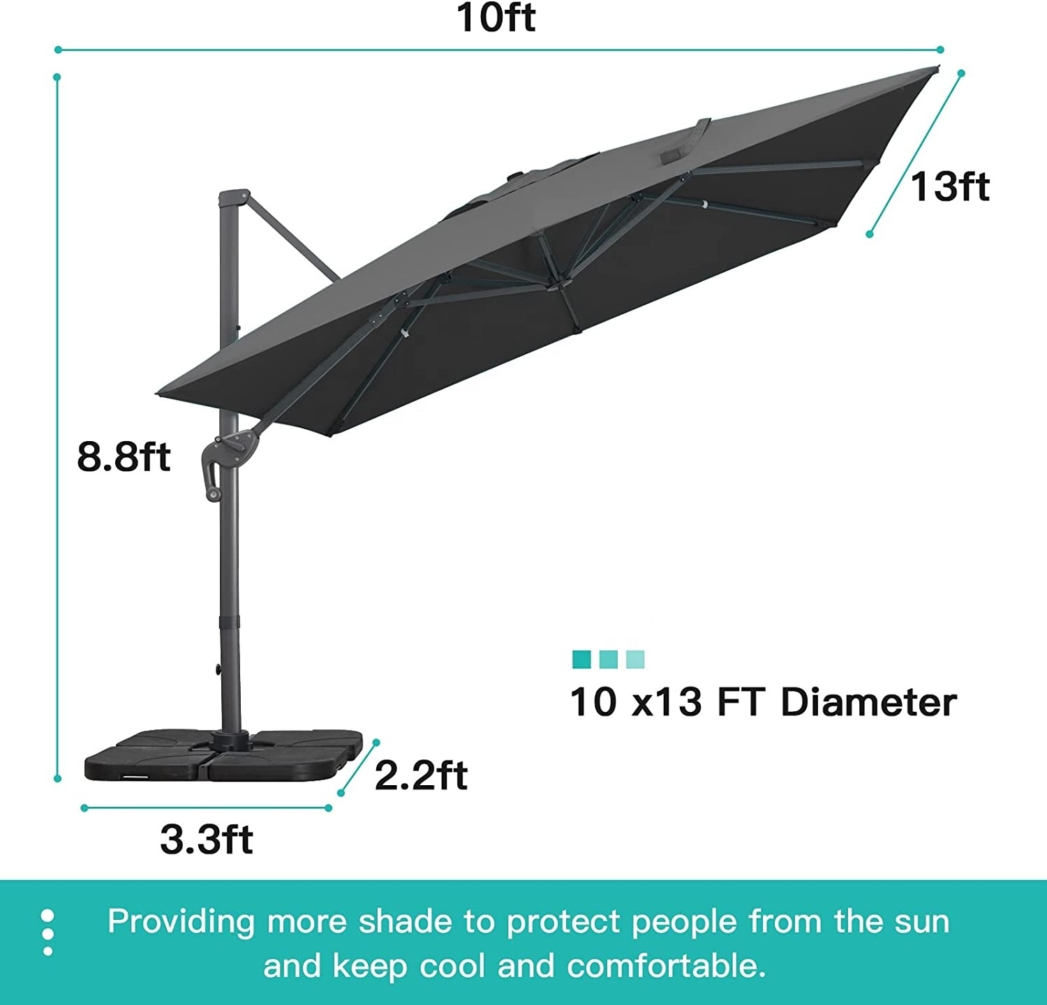 Large Hot Sale Waterproof Double Canopy Outdoor 3mx4m Cantilever Umbrella Parasol Aluminum Garden Patio Umbrella