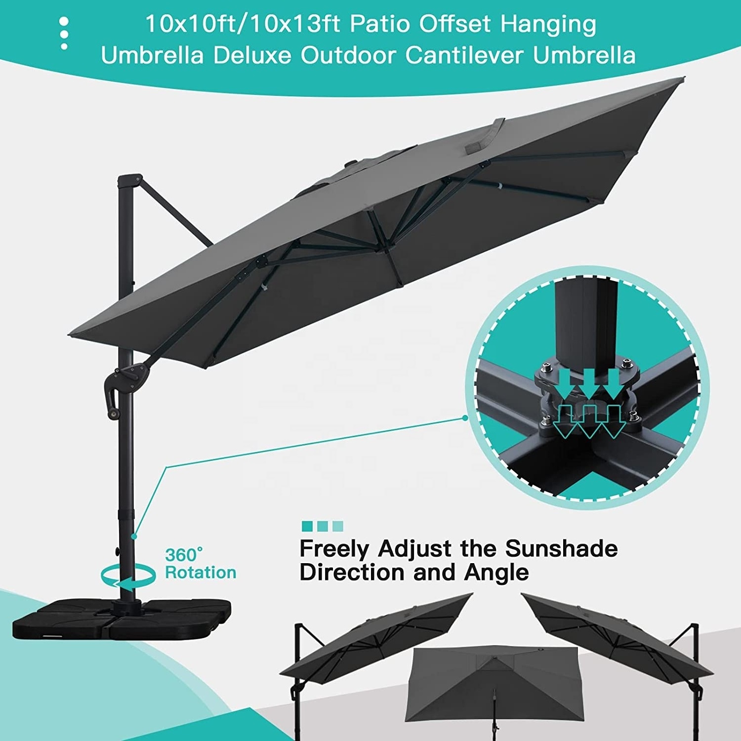 Large Hot Sale Waterproof Double Canopy Outdoor 3mx4m Cantilever Umbrella Parasol Aluminum Garden Patio Umbrella