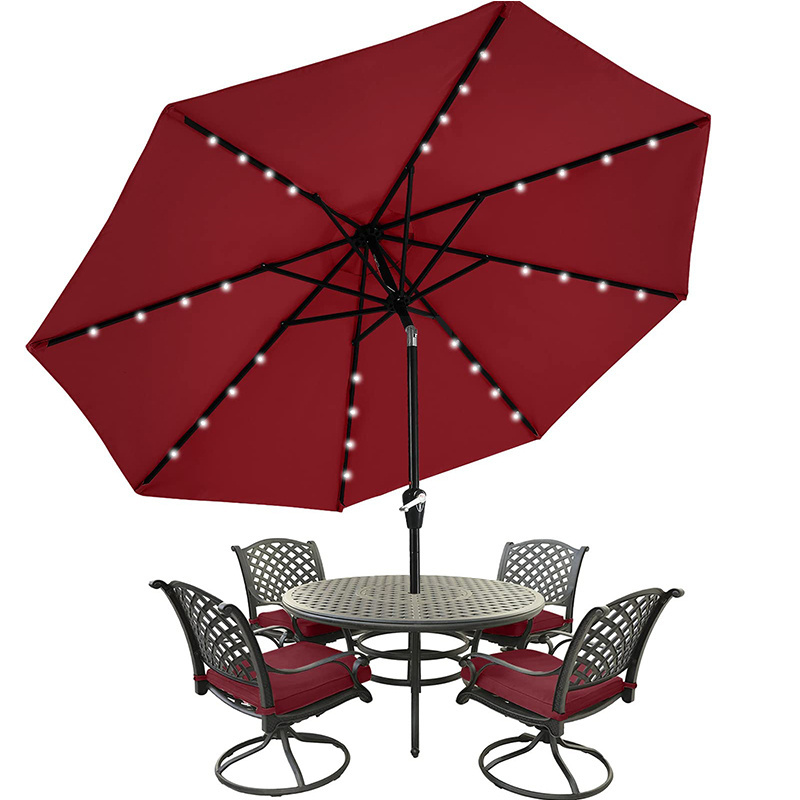 High Quality Garden Table Led Solar Umbrella Parasol Large Outdoor Patio Umbrella With Solar Light