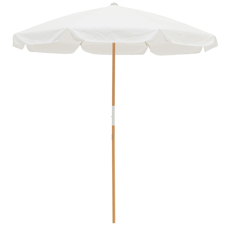 High Quality Large Outdoor Beach Parasols Custom Logo Printed Wooden Beach Sun Umbrella