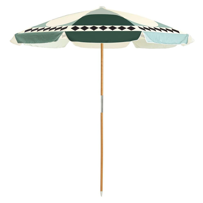 High Quality Large Outdoor Beach Parasols Custom Logo Printed Wooden Beach Sun Umbrella