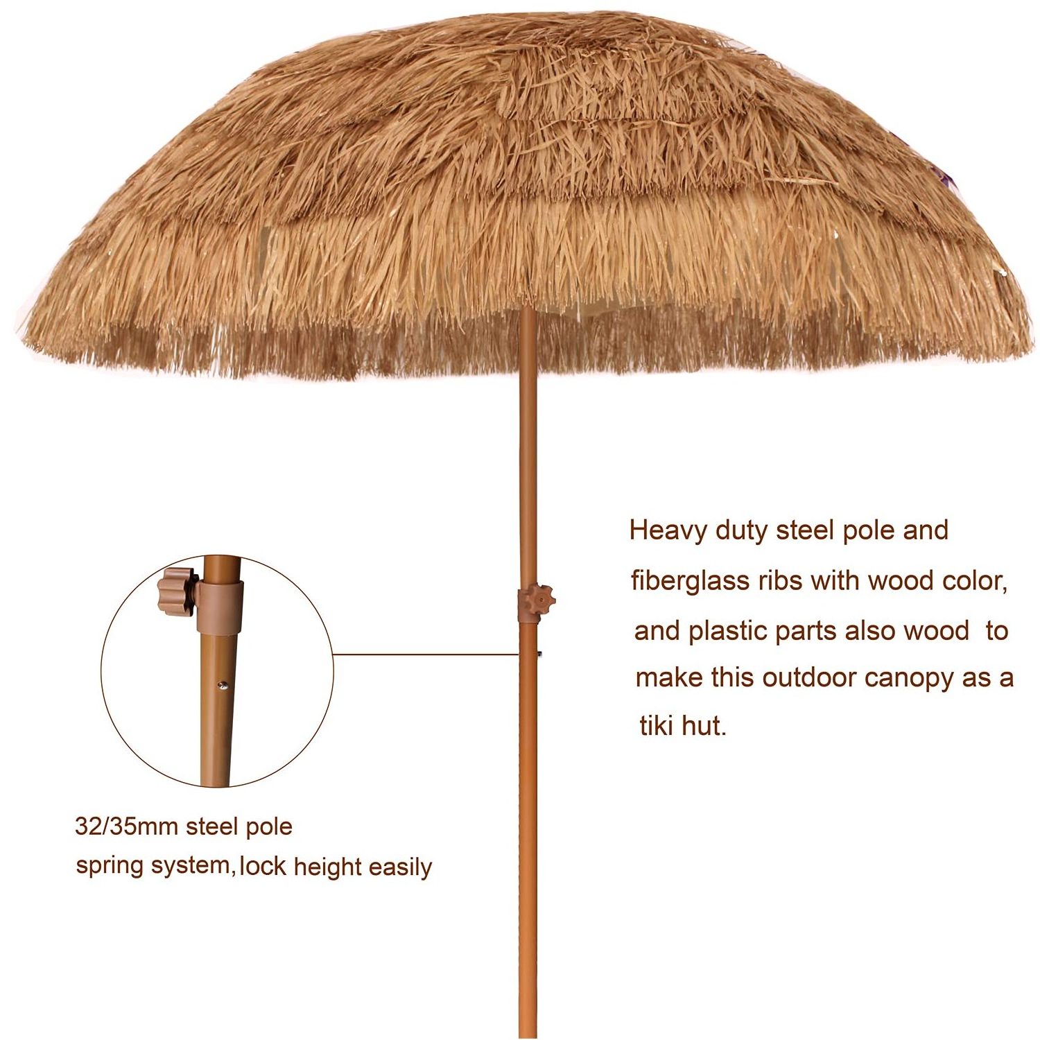 Wholesale Outdoor Retro Hawaii Round Thatch Gardens Umbrella Straw Grass Tiki Beach Umbrella