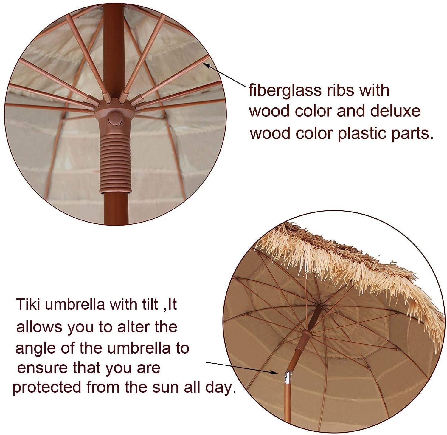 Wholesale Outdoor Retro Hawaii Round Thatch Gardens Umbrella Straw Grass Tiki Beach Umbrella