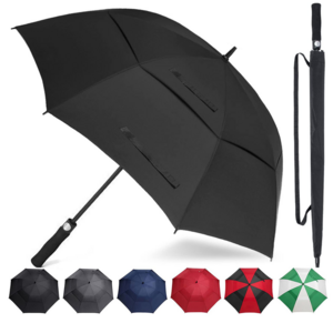 Custom Logo Automatic Double Canopy Vented Large 62 Inch Golf Umbrellas For The Rain