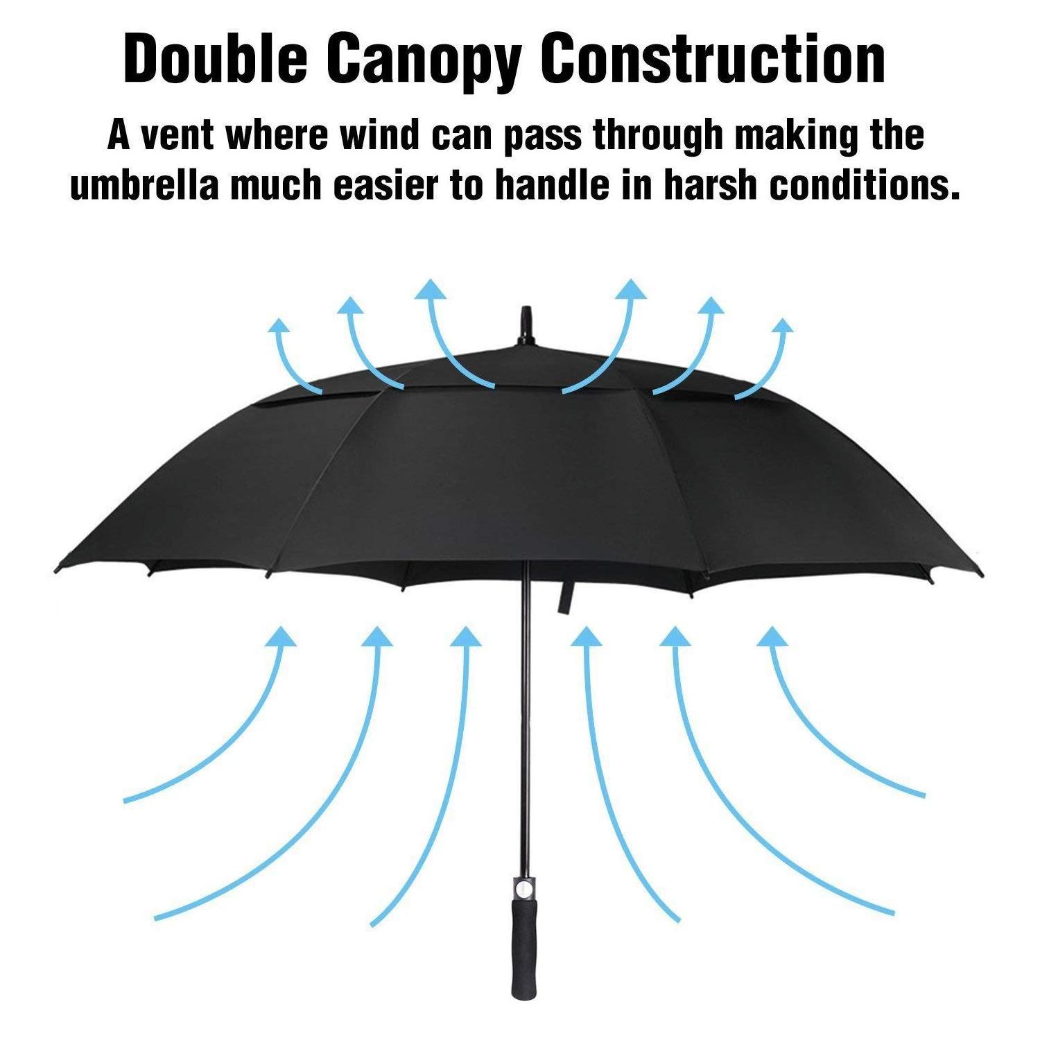 Custom Logo Automatic Double Canopy Vented Large 62 Inch Golf Umbrellas For The Rain