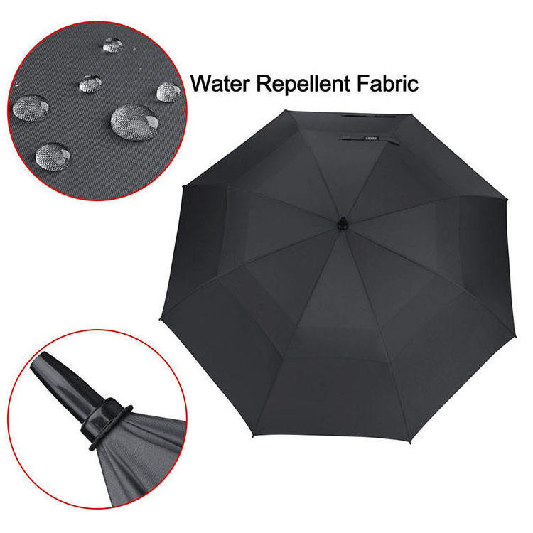 Windproof Double 62 Inch Fiberglass Pongee Automatic Straight Extra Large Golf Umbrellas With Vent