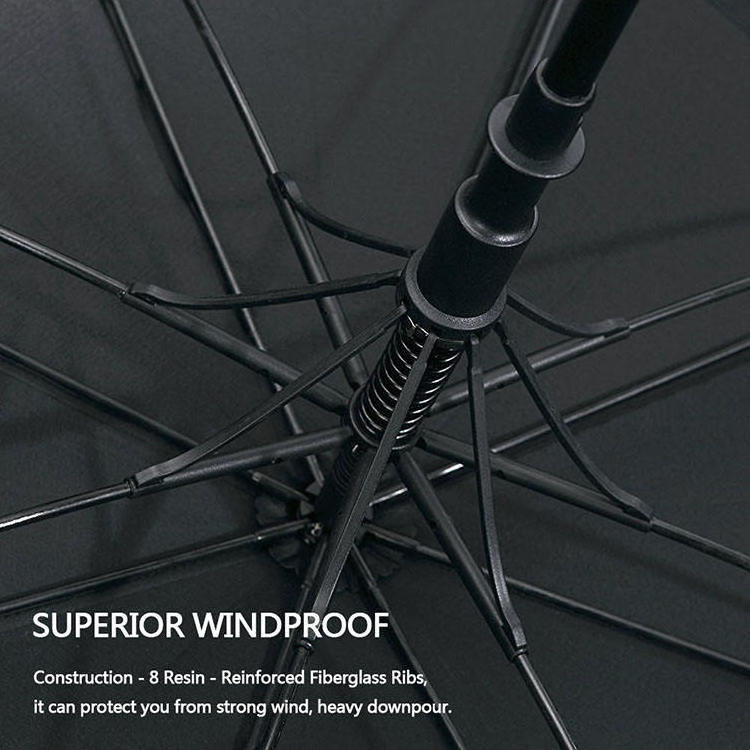 Windproof Double 62 Inch Fiberglass Pongee Automatic Straight Extra Large Golf Umbrellas With Vent