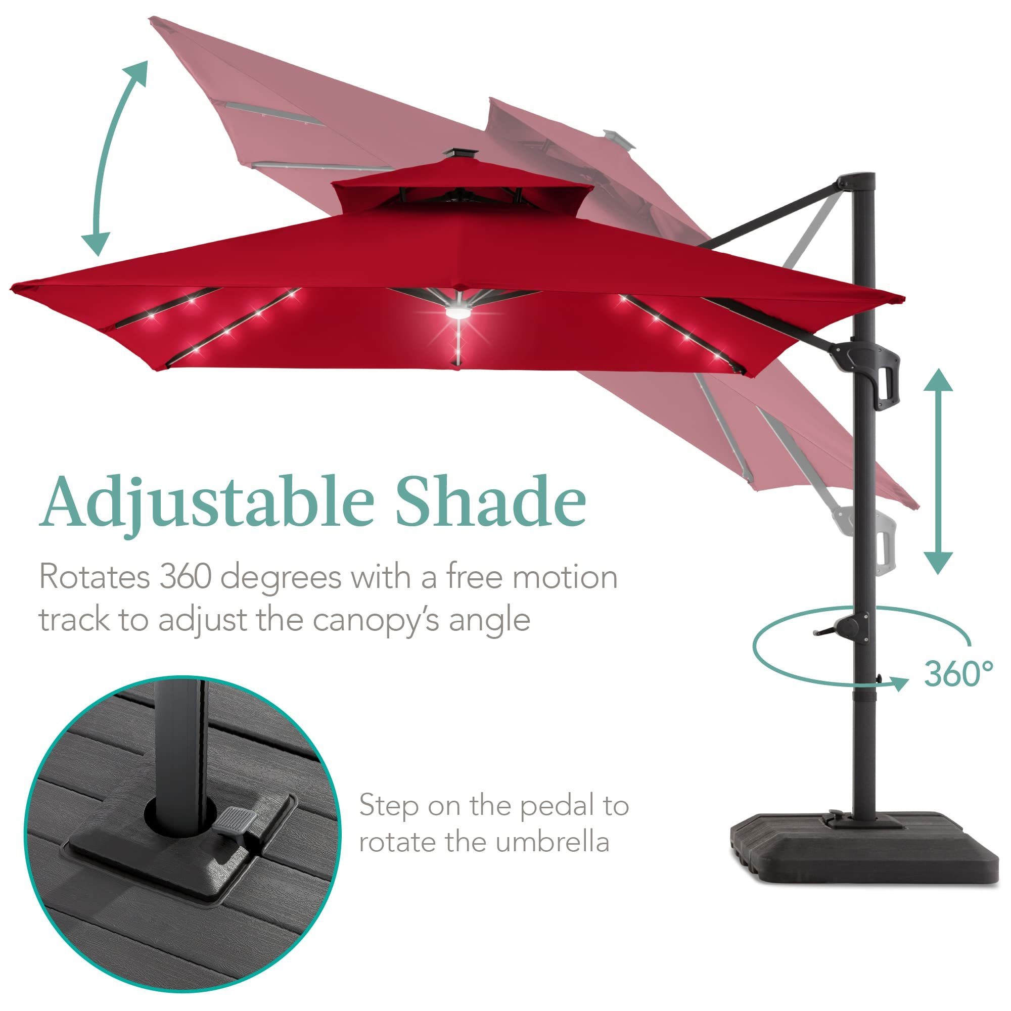 High Quality Sunshade 10 Feet Offset Cantilever Umbrella Outdoor Garden Parasol Patio Umbrella With Led Solar Lights