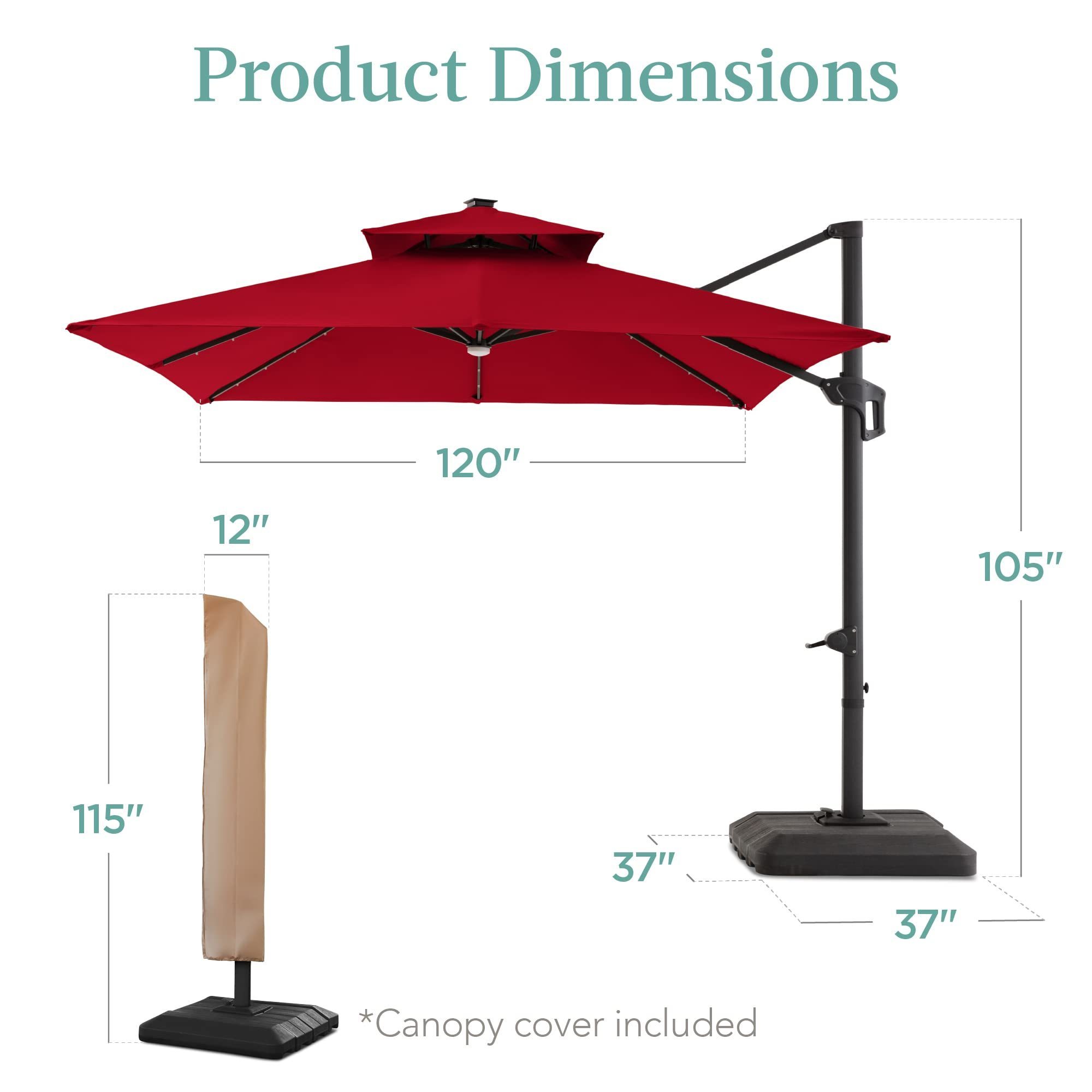 High Quality Sunshade 10 Feet Offset Cantilever Umbrella Outdoor Garden Parasol Patio Umbrella With Led Solar Lights