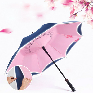 Hot Selling Windproof Sombrillas Straight Automatic Double Inverted Reverse Umbrella For The Rain