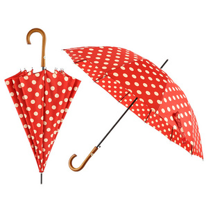 Custom Designs Logos Korean Style Rain Umbrellas With Wooden Handles