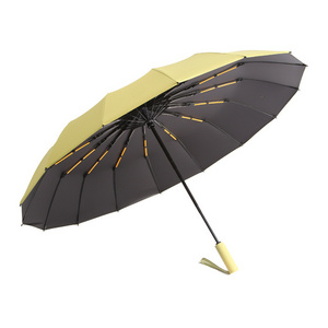 Custom Luxury 16 Ribs Umbrella Windproof Three Fold Automatic Umbrella With Logo