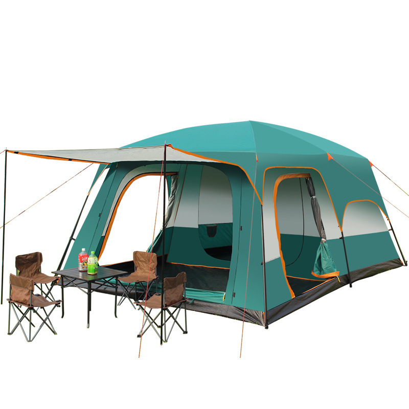 2 Bedrooms 1 Living Room Waterproof Tent Extra Big Space 12 Persons Portable Family Outdoor Camping Tent