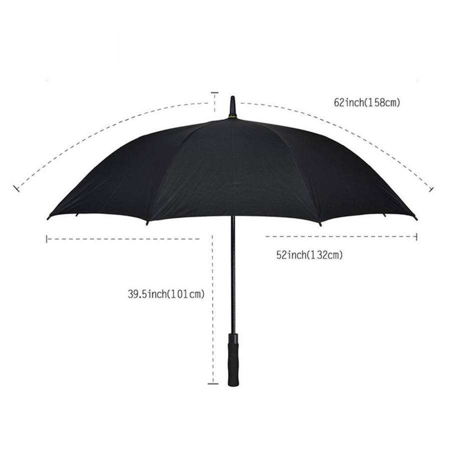 62 inch automatic carbon fiber open windproof umbrella with printing golf umbrella, black eva handle standard size golf umbrella