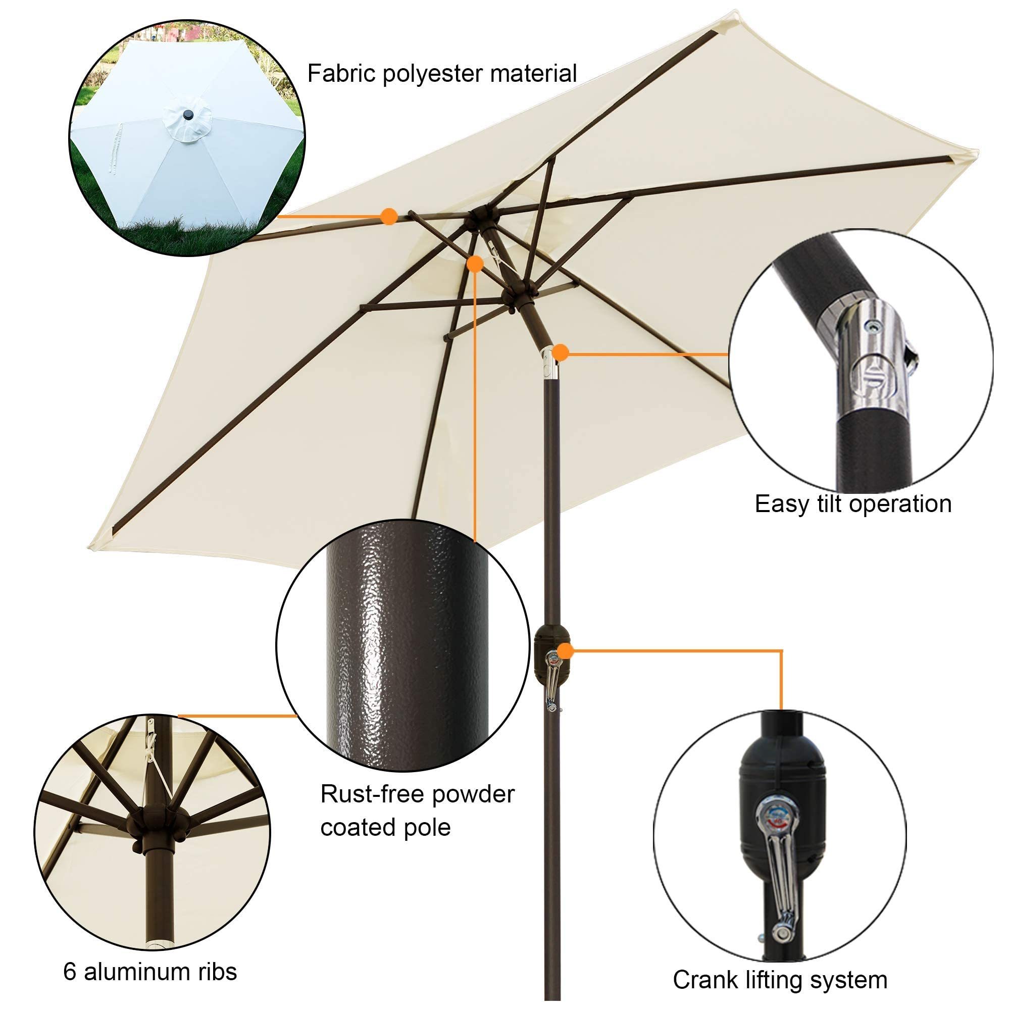 Wholesale High Quality Heavy Duty Large Garden Furniture Umbrellas Outdoor White Patio Umbrellas