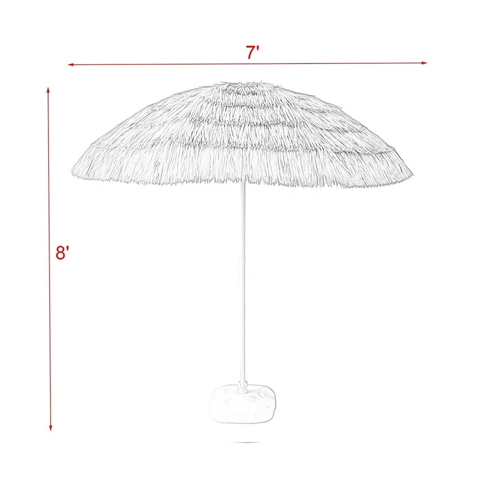 natural color outdoor palm beach  plastic hawaii white tiki hula pp grass thatch outdoor straw umbrella