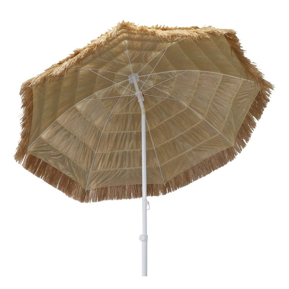 natural color outdoor palm beach  plastic hawaii white tiki hula pp grass thatch outdoor straw umbrella