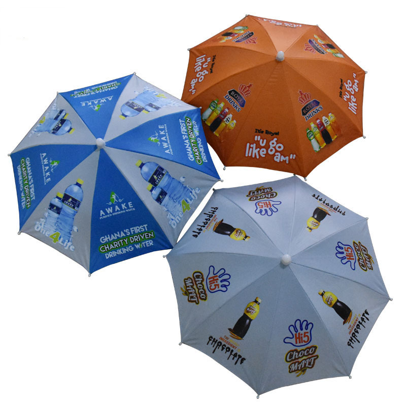 customized logo print rain mini umbrella hat for kids