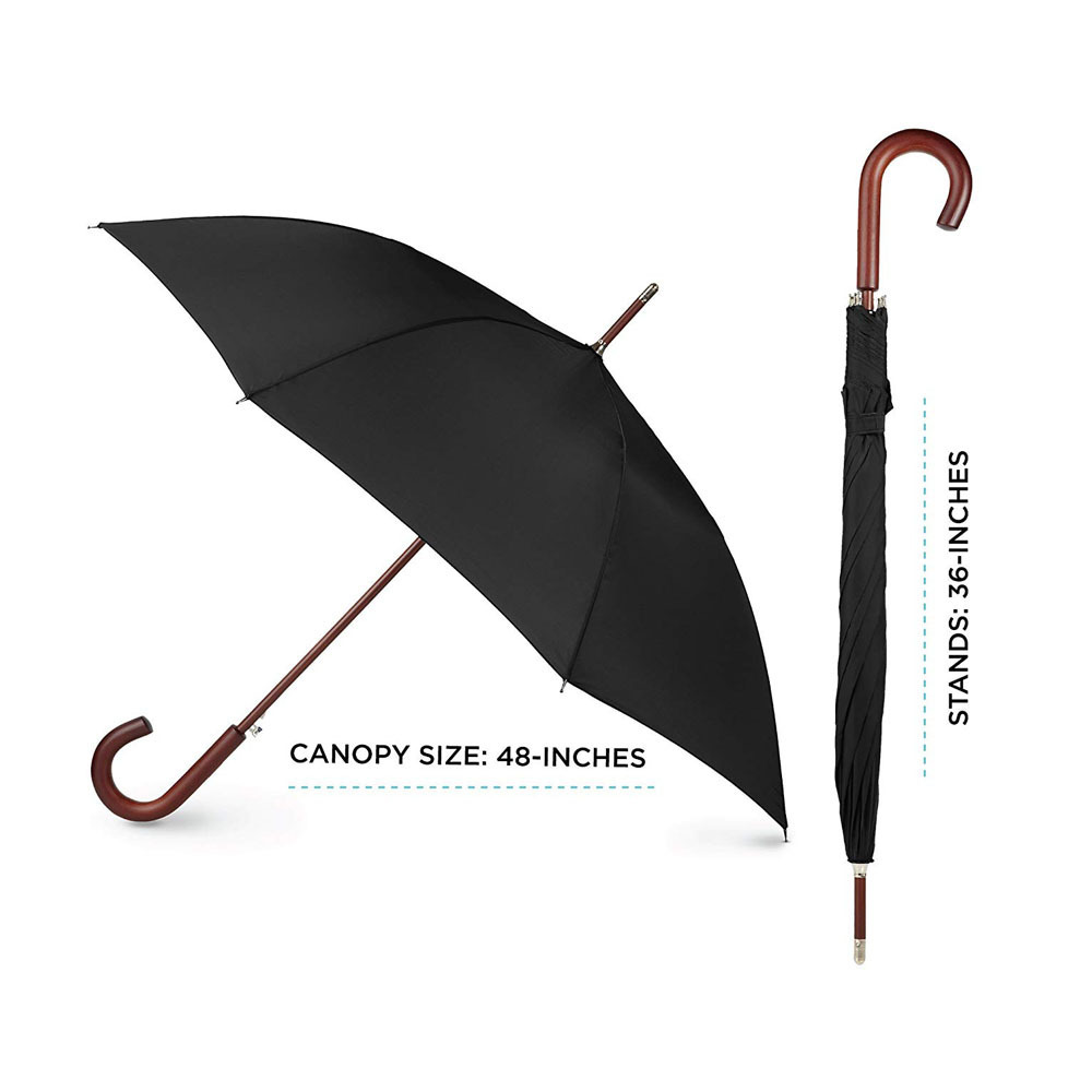 2021 classic large size auto open wooden handle umbrella 8rib straight umbrella with j shaped handle