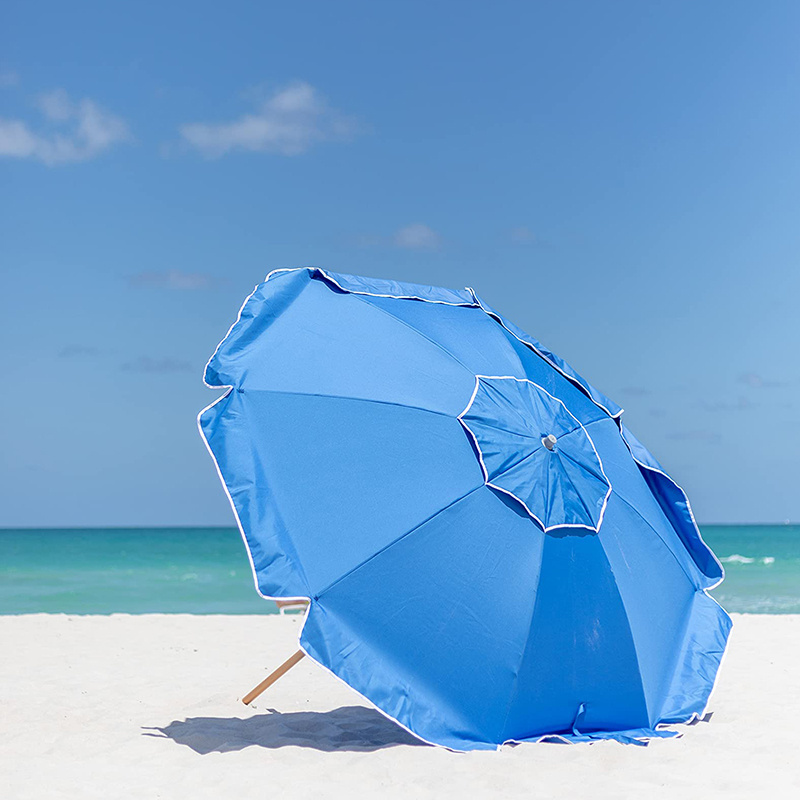 Custom Commercial Promotional Cheap Waterproof Wooden Pole Sun Parasol Beach Umbrella