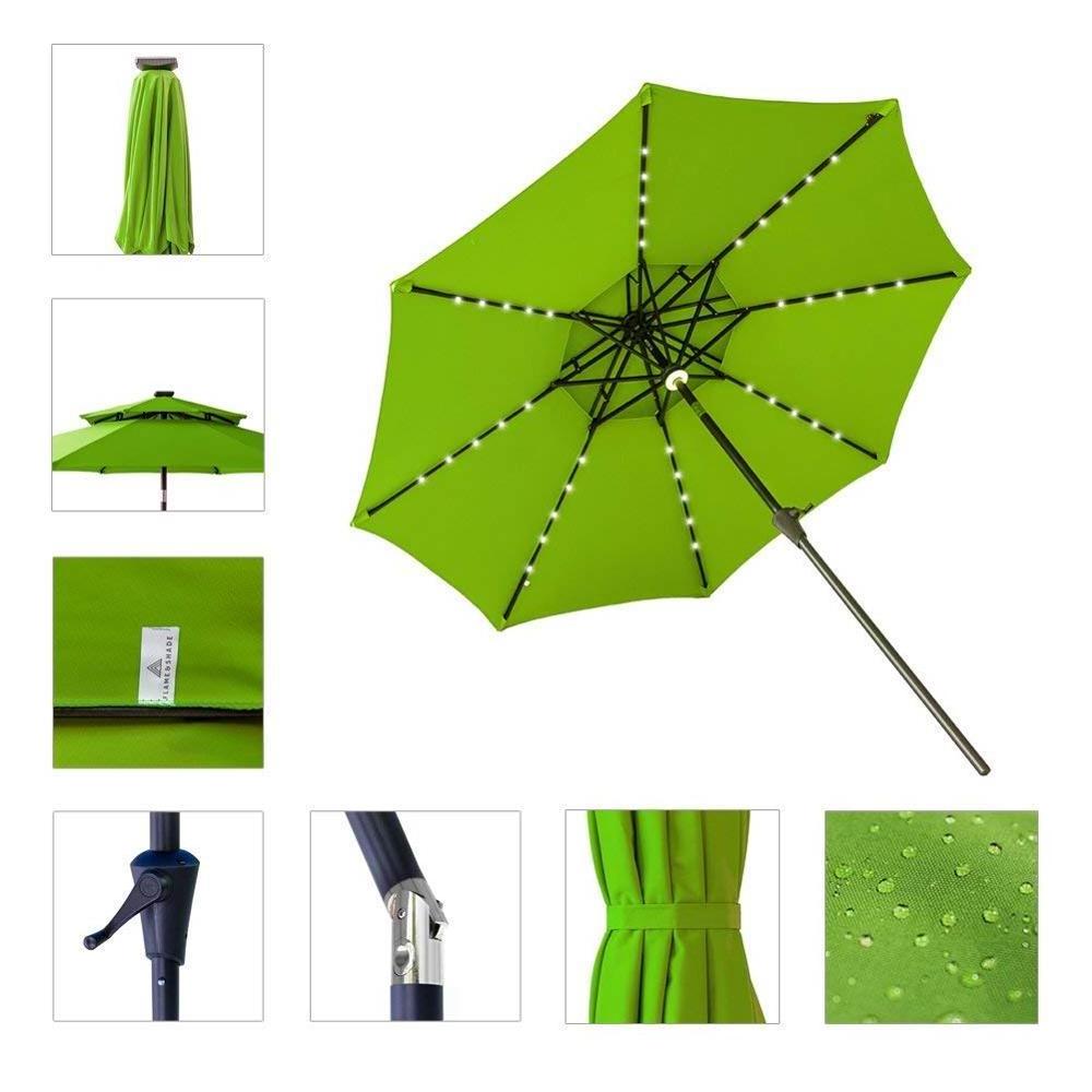 Custom color led solar charger panel beach umbrella patio umbrella