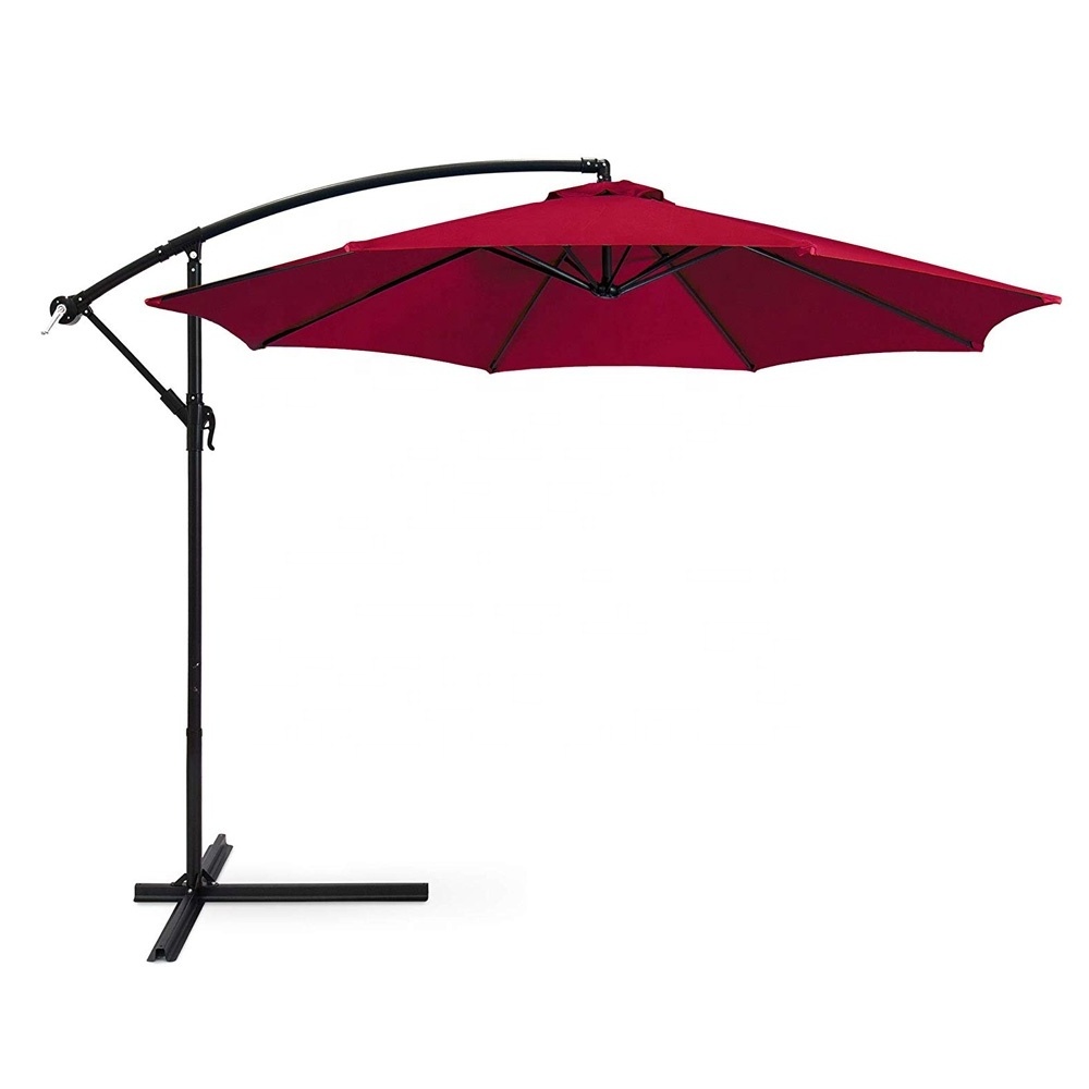 10Feet Outdoor Offset Garden Parasol Cantilever Patio Umbrella With Base