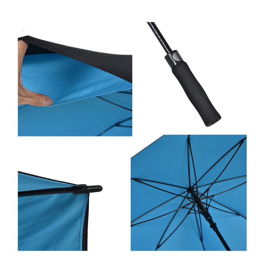 62 inch automatic carbon fiber open windproof umbrella with printing golf umbrella, black eva handle standard size golf umbrella