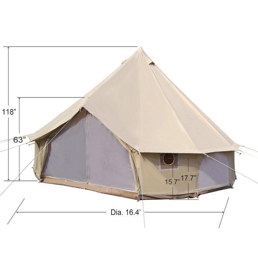 3M 4M 5M 6M 7M Camping Outdoor Luxury Teepee Yurt 4-season Waterproof Cotton Canvas Bell Tent For Sale