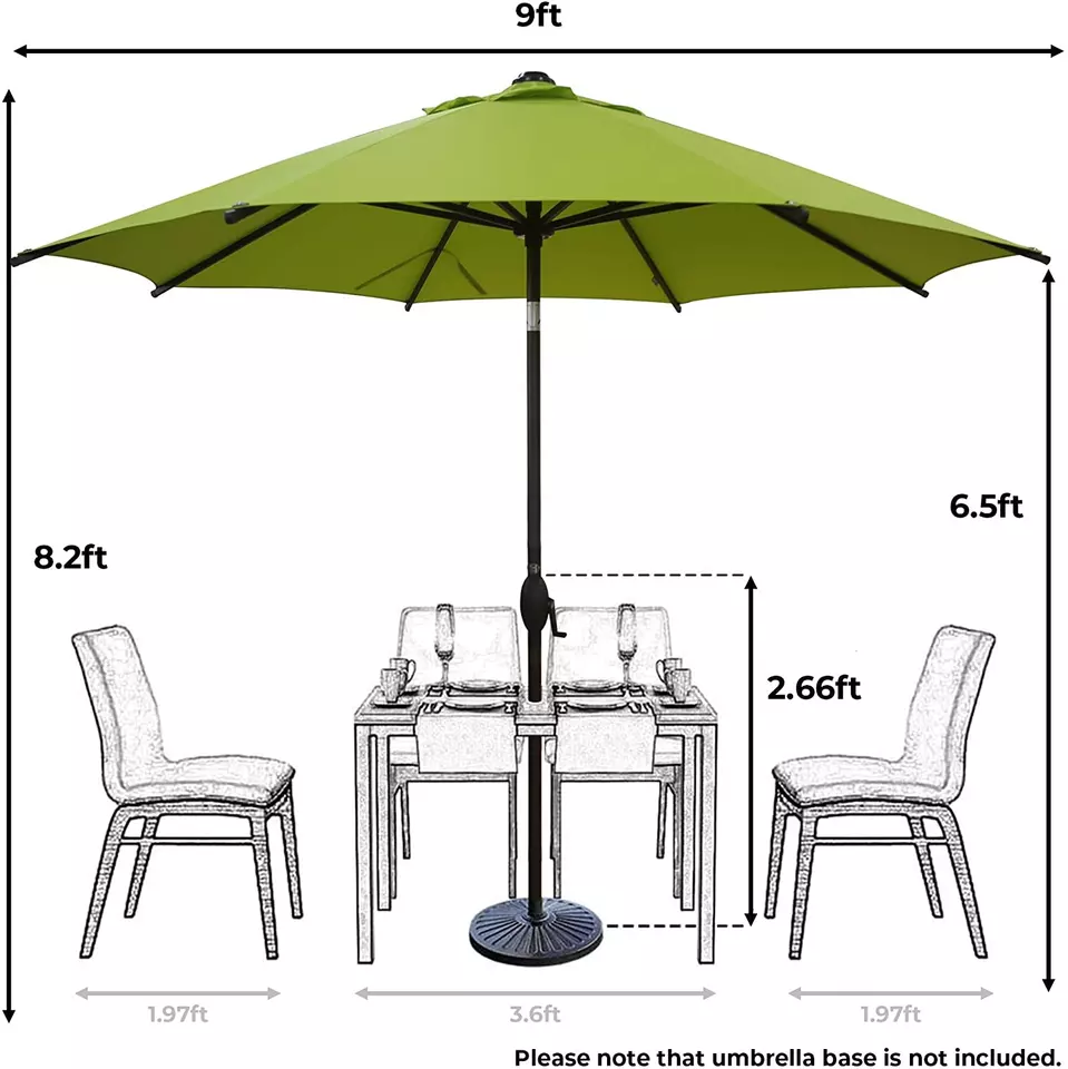 Heavy Duty Garden Parasol Umbrella Outdoor Patio Umbrellas With 8 Sturdy Ribs