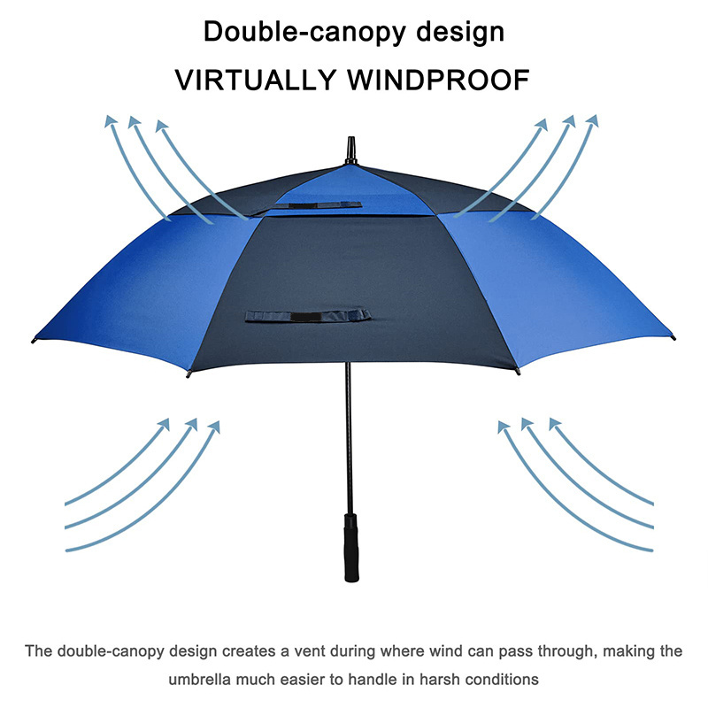 Wholesale Custom Windproof Double Layer Extra Large Oversized 68 Inch Golf Umbrella With Uv Protection